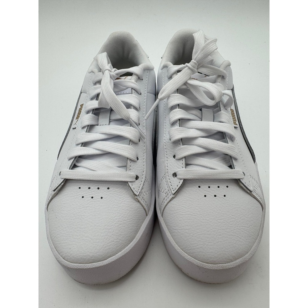 Puma Court Sneaker White Leather Women's Size 8 EU 38.5 Lace Up Casual Shoes - Picture 4 of 8